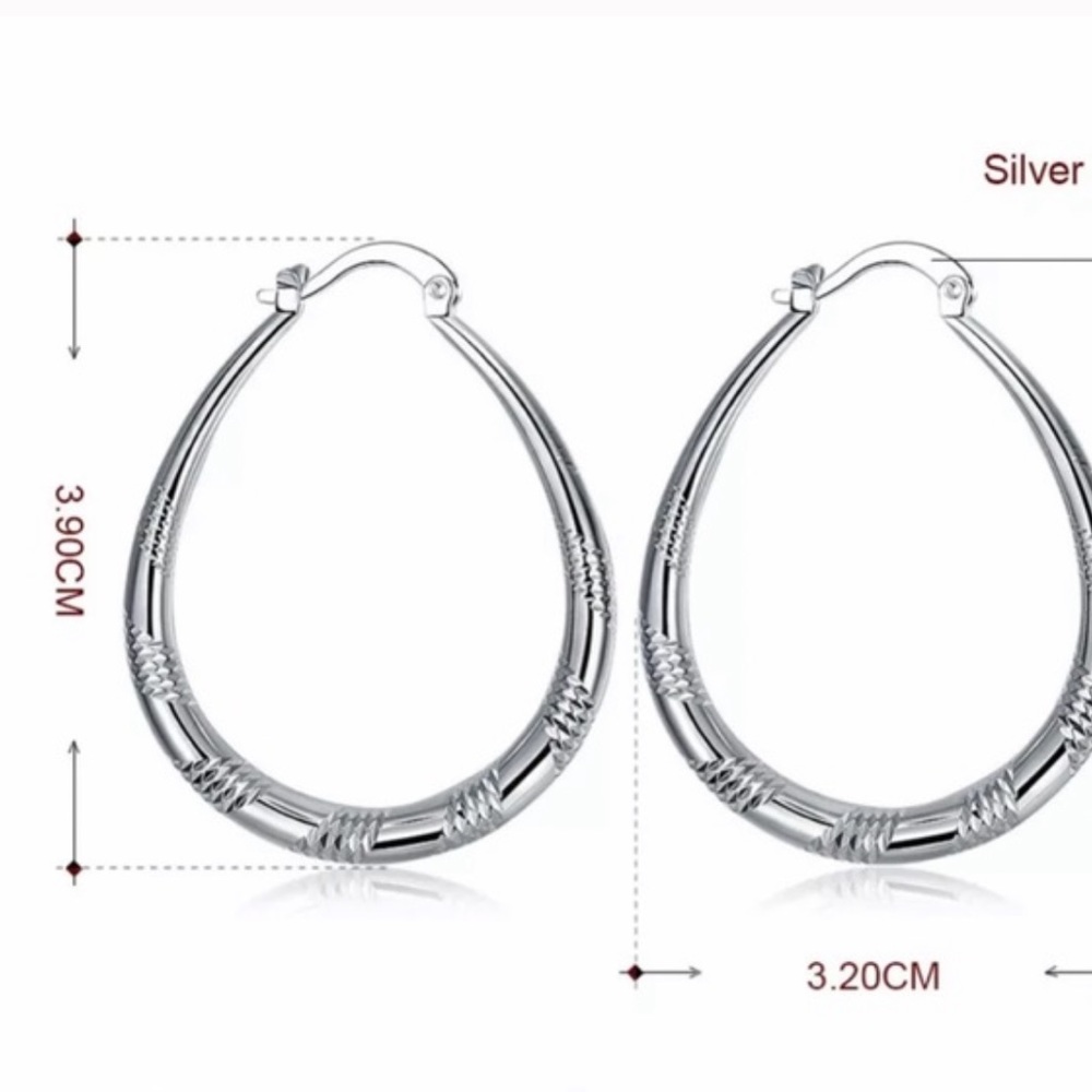 ***Luxury Circle 925 Sterling Silver Hoop Earrings - Picture 5 of 6